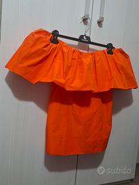 Top Off-Shoulder Voluminoso di colore arancione br
