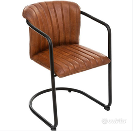 Sedie in pelle marrone cognac 2 pz NUOVO in PACCO