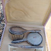 SET TOILETTE SPAZZOLE E SPECCHIO ARGENTO 800 