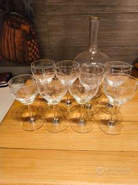 set calici in cristallo con decanter 