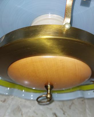 Lampadario sali scendi in vetro e legno