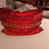 Centrotavola vintage Rosso rubino e Oro/ cristallo