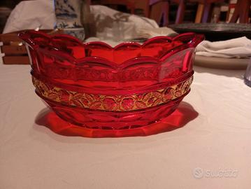 Centrotavola vintage Rosso rubino e Oro/ cristallo