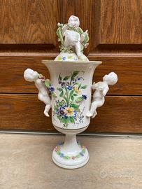 Vaso ceramica porcellana Capodimonte putto puttini
