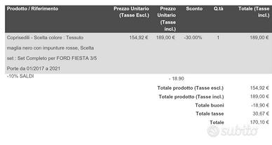 Coprosedili auto Ford Fiesta