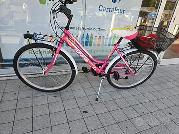 bicicletta rosa da donna nuovissima con accessori