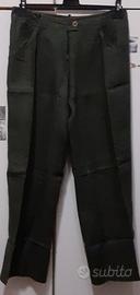 PANTALONI LINO VERDE MILITARE