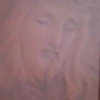 quadro in ceramica con il bordo in vetro di Cristo