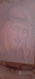 quadro in ceramica con il bordo in vetro di Cristo