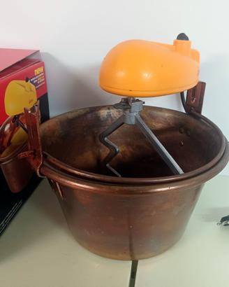 Paiolo in rame con motore mescola polenta 26cm