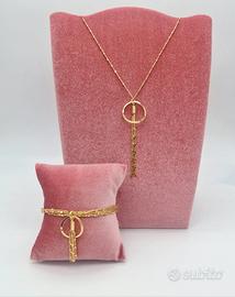 Collana e bracciale argento 925 placcato oro 18 kt