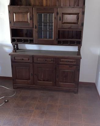 Credenza piattaia vintage in legno 140x 200