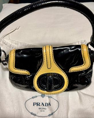 Prada borsa vernice nero-avorio BR4393 originale