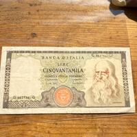 Perfetta banconota 50.000 lire serie Leonardo