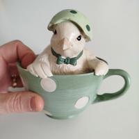 Tazza con gallina in porcellana 