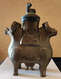 Vaso antico cinese in bronzo - Doppia Pecora -