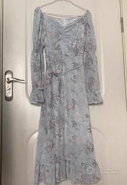 Abito blu in chiffon floreale