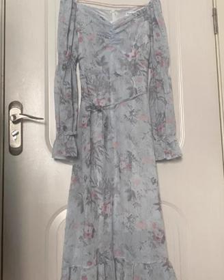 Abito blu in chiffon floreale
