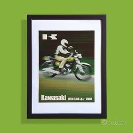 Pubblicità originale poster vintage Kawasaki 1973