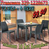 Tavolo e 4 Sedie Rattan 99 euro