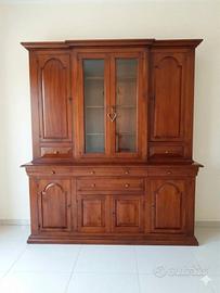 CREDENZA CON VETRINA IN LEGNO MASSICCIO