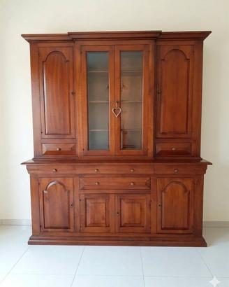 CREDENZA CON VETRINA IN LEGNO MASSICCIO