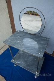 Toilette vintage in marmo grigio e zampe in allumi