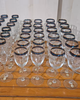 Servizio 38pz Cristallo - oro/blu CRISTALGIV Nuovo