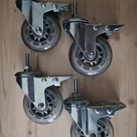 4 Ruote Gommate Mobili Perno M8 75mm