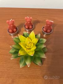 Set candele decorative orsetti + fiore