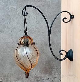 Applique lanterna in vetro di Murano 