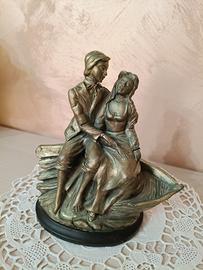 Vecchia statua amanti in bagno argento 925