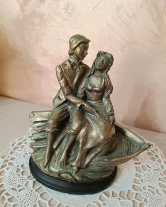 Vecchia statua amanti in bagno argento 925