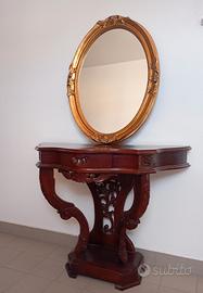 Consolle in legno + Specchio dorato 