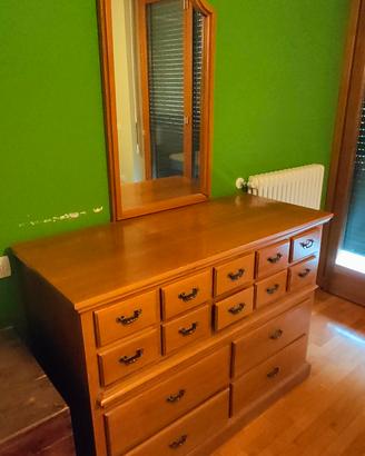 Comó in legno con specchiera coordinata