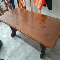 tavolo in legno allungabile + 2 panche vintage