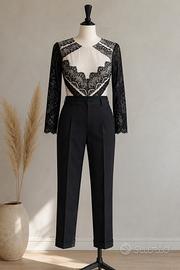 Body in pizzo nero e mesh Forever Unique
