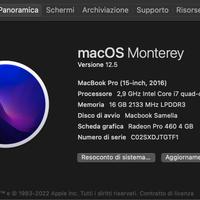 MacBook Pro 15 2016 i7 quad-core Radeon Pro 460