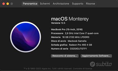 MacBook Pro 15 2016 i7 quad-core Radeon Pro 460