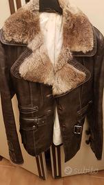 giacca pelle con pelliccia di lapin