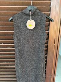 Abito in Maglia Senza Maniche a Collo Alto