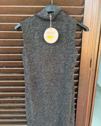 Abito in Maglia Senza Maniche a Collo Alto