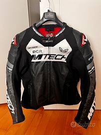 Giacca da moto in pelle MTech, con pannelli trafor