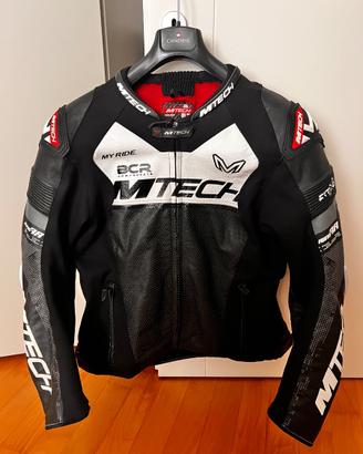 Giacca da moto in pelle MTech, con pannelli trafor