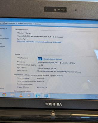 Notebook Toshiba Nb250-10Q con hd 512 Verbatim ssd