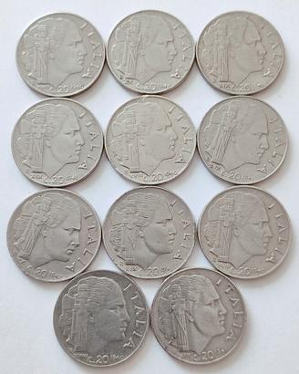 Lotto 11 Monete 20 Cent. "Impero" (1940/'41/'42)