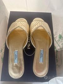 Prada Sabot in pelle laminata oro – tg. 37