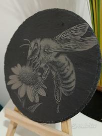 Tagliere ardesia inciso a laser ape