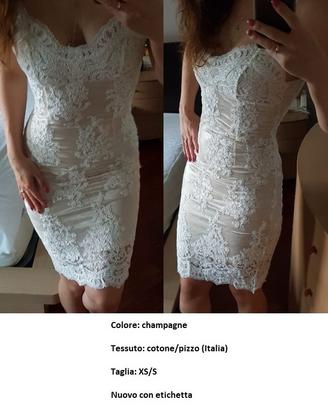 Vestito Malina Fashion, champagne, tg. XS/S, NUOVO