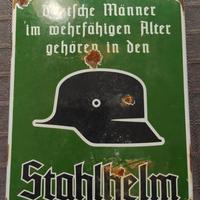 Insegna smaltata STAHLHELM   tedesco